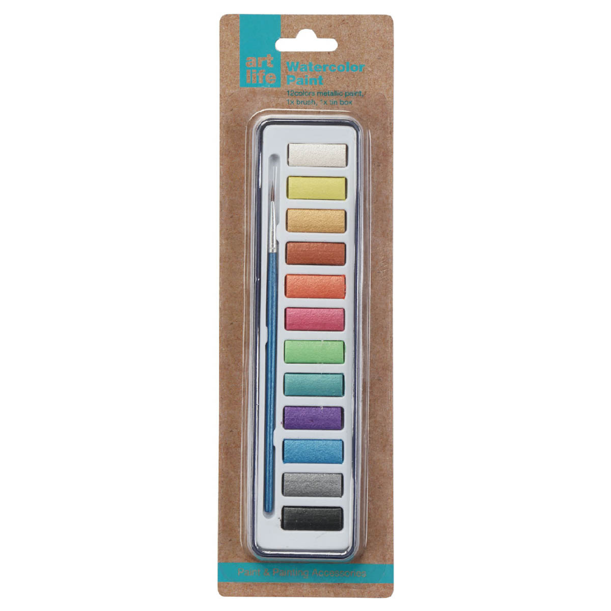 ACUARELAS METALICAS TREE IN ART 12 COLORES + 1 PINCEL