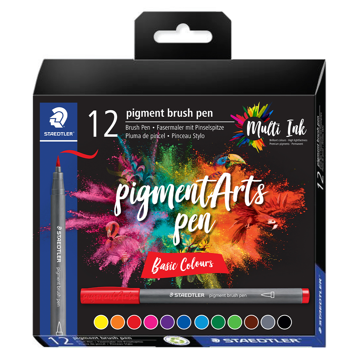 ROTULADORES STAEDTLER PIGMENT ARTS PUNTA PINCEL COLORES BASICOS 12U