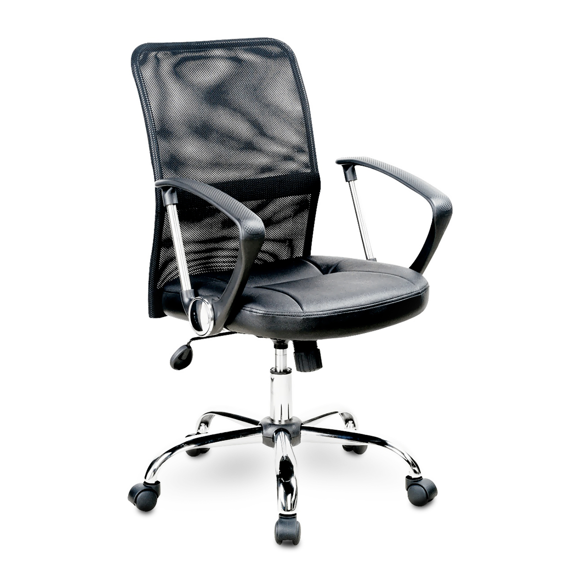 SILLA EJECUTIVA RESPALDO MESH NEGRO BASE CROMADA SKY CHAIRS