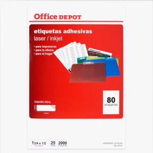 ETIQUETA ADHESIVA LASER INKJET 1 3/4 X 1/2 PULG 25 HOJAS 2000 ETIQUETAS ETIQUETA ADHESIVA LASER INKJET 1 3/4 X 1/2 PULG 25 HOJAS 2000 ETIQUETAS