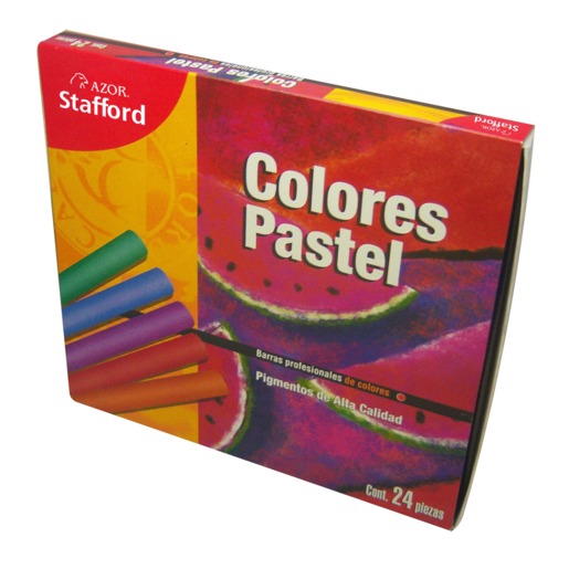 Colores Pastel Pro marca Azor. Producto de calidad para uso en escuela, oficina, arte y manualidades.