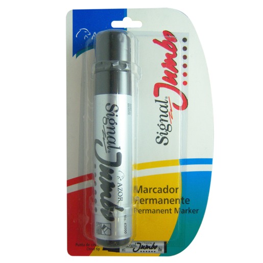 Marcador permanente marca Signal de tinta resistente al agua y al desvanecimiento. Escribe sobre papel, cartón, plástico, metal, vidrio y madera. Ideal para etiquetar y marcar en oficina, taller y bodega.