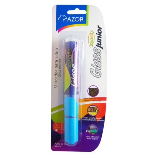 Marcador para vidrio marca Aquarelo con tinta de alta cobertura. Escribe y dibuja sobre vidrio, espejos y superficies lisas
