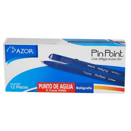 Bolígrafo marca Azor de tinta fluida y trazo uniforme. Escritura cómoda y duradera para uso diario en escuela y oficina.