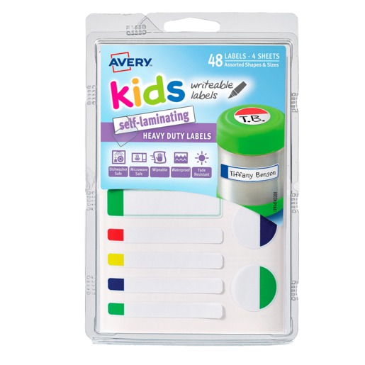 ETIQUETAS AUTOLAMINABLES KIDS COLORES NEÓN PAQ 48