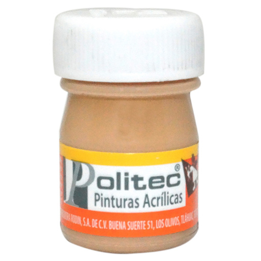 Pintura acrilica marca Politec de alta cobertura y secado rapido. Colores intensos para lienzo, madera, carton y manualidades. Resistente al agua una vez seca.