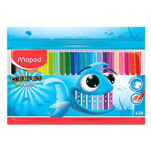 Marcadores marca Maped con tinta de alta cobertura y colores vibrantes. Versátiles para escuela, oficina, arte y manualidades.