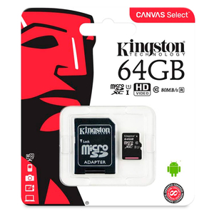 MICROSDXC KINGSTON 64GB CANVAS SELECT 80R CL10 MICROSDXC KINGSTON 64GB CANVAS SELECT 80R CL10