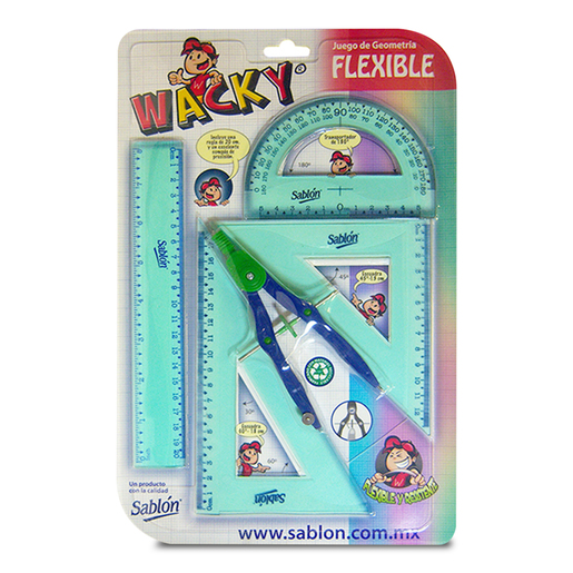 SABLON JUEGO DE GEOMETRIA FLEXI-OH CON COMPAS, REGLA 30 CM