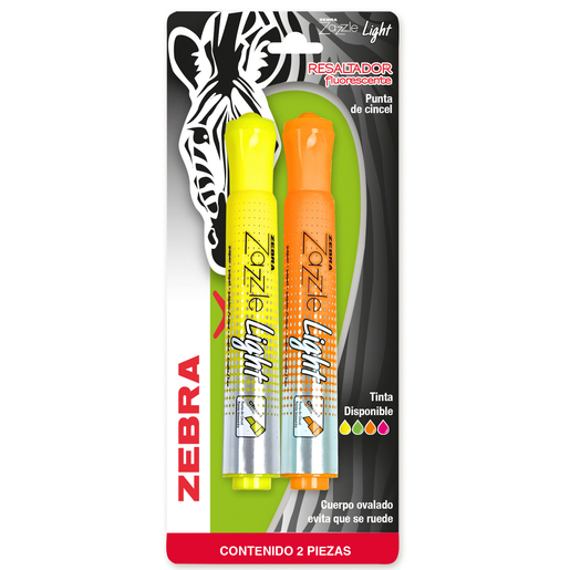 Marcatextos marca Zebra con tinta fluorescente para resaltar información clave en libros, apuntes y documentos. Trazo uniforme que no traspasa el papel.