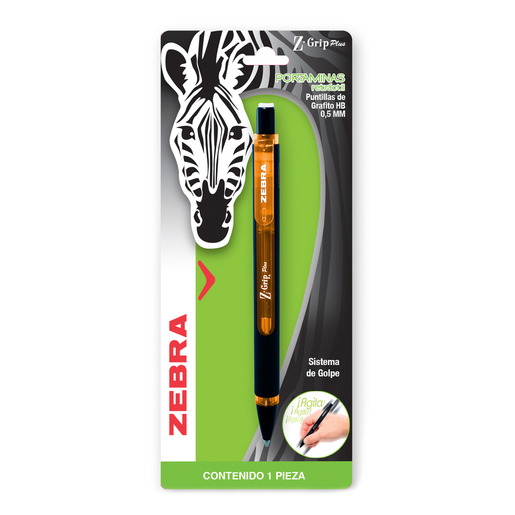 Portaminas marca Zebra de escritura precisa y duradera. Mecanismo de avance suave, agarre comodo y compatible con minas estandar.