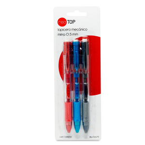 PORTAMINAS 0.5MM EMPUJE LATERAL CON GOMA RETRACTIL B/3 PORTAMINAS 0.5MM EMPUJE LATERAL CON GOMA RETRACTIL B/3