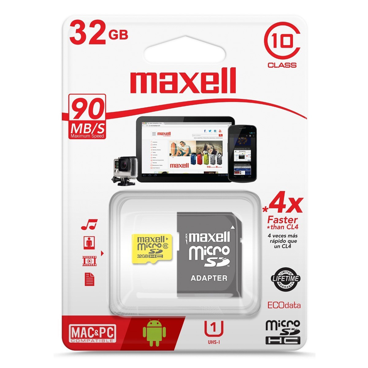 MICRO SD MAXELL 32GB (CON ADAPTADOR CL10) | Office Depot Honduras