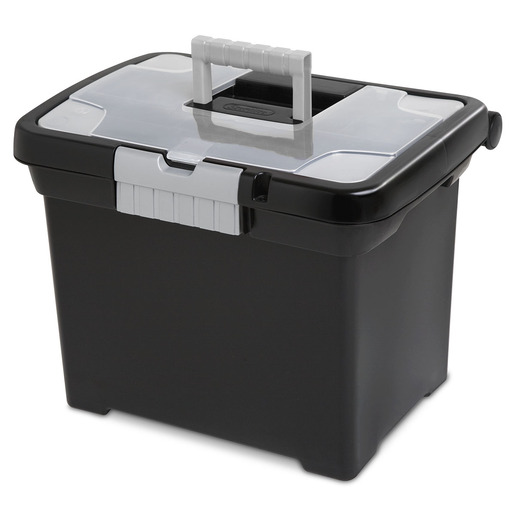 CAJA PLASTICA PORTATIL PARA ARCHIVAR C/T Y AGARRADERA