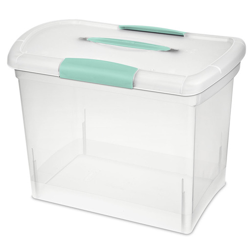 CAJA PLASTICA PORTATIL PARA ARCHIVO PERSONAL C/T Y AGARRADERA