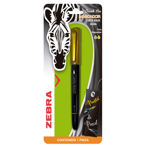 MARCADOR PUNTA DE PINCEL ZEBRA (BASE AGUA, COLOR ORO) MARCADOR PUNTA DE PINCEL ZEBRA (BASE AGUA, COLOR ORO)