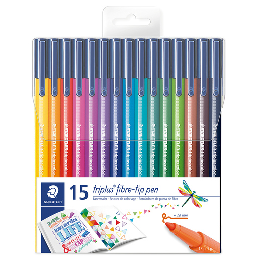 Marcadores marca Staedtler con tinta de alta cobertura y colores vibrantes. Versátiles para escuela, oficina, arte y manualidades.
