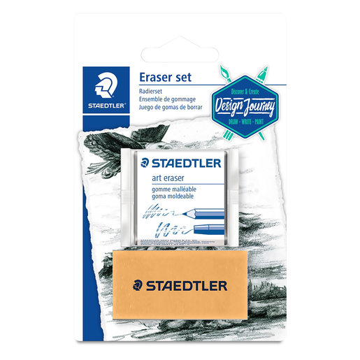 Borrador marca Staedtler de goma suave que elimina trazos de lápiz sin maltratar el papel. Ideal para escuela, oficina y dibujo.