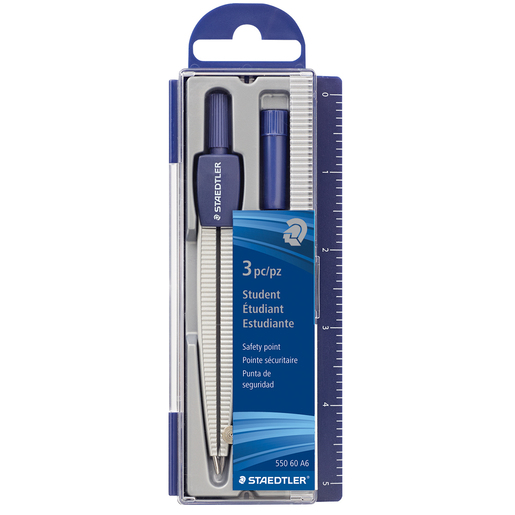 Compas marca Staedtler para trazar circulos y arcos con precision. Ajuste firme y materiales resistentes, ideal para geometria, dibujo tecnico y arte.