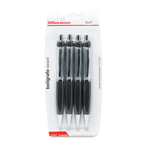 BOLIGRAFO RETRACTIL 1.2MM BALLPOINT, TINTA NEGRA 4U BOLIGRAFO RETRACTIL 1.2MM BALLPOINT, TINTA NEGRA 4U
