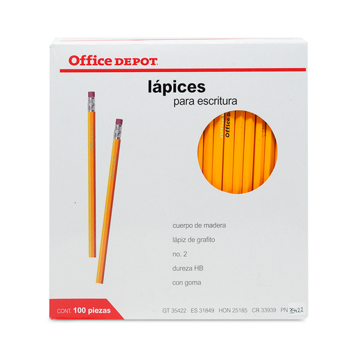 Lápices de grafito marca Office Depot para escritura y dibujo. Mina resistente con trazo uniforme y oscuro, fácil de borrar. Acabado clásico para escuela y oficina.