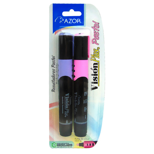 Marcatextos marca Vision con tinta fluorescente para resaltar informacion clave en libros, apuntes y documentos. Trazo uniforme que no traspasa el papel.