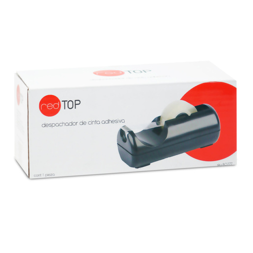 Dispensador de cinta marca Red Top con base estable y corte limpio. Permite usar la cinta con una sola mano, perfecto para escritorio, oficina y zona de empaque.