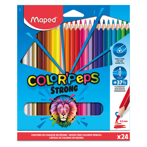 Lapices de colores marca Maped con mina pigmentada y resistente. Trazos suaves, intensos y mezclables, ideales para dibujo, coloreado y proyectos escolares.