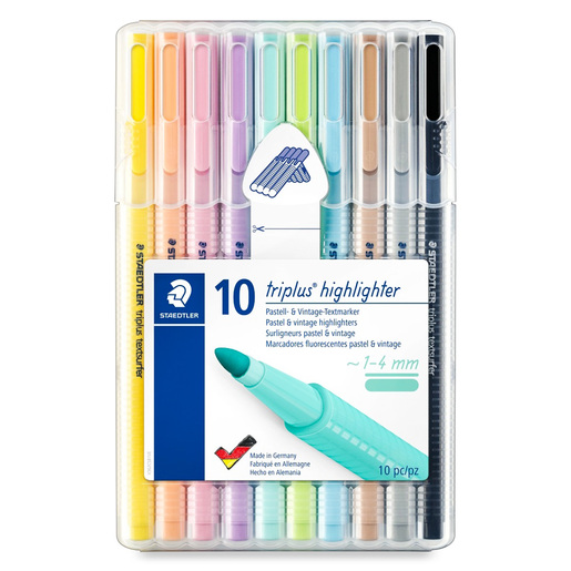 Marcatextos marca Staedtler con tinta fluorescente para resaltar informacion clave en libros, apuntes y documentos. Trazo uniforme que no traspasa el papel.