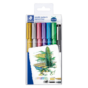 MARCADORES MRTALICOS 6U + 1 ESTILOGRAFO DESECHABLE 7U MARCADORES MRTALICOS 6U + 1 ESTILOGRAFO DESECHABLE 7U