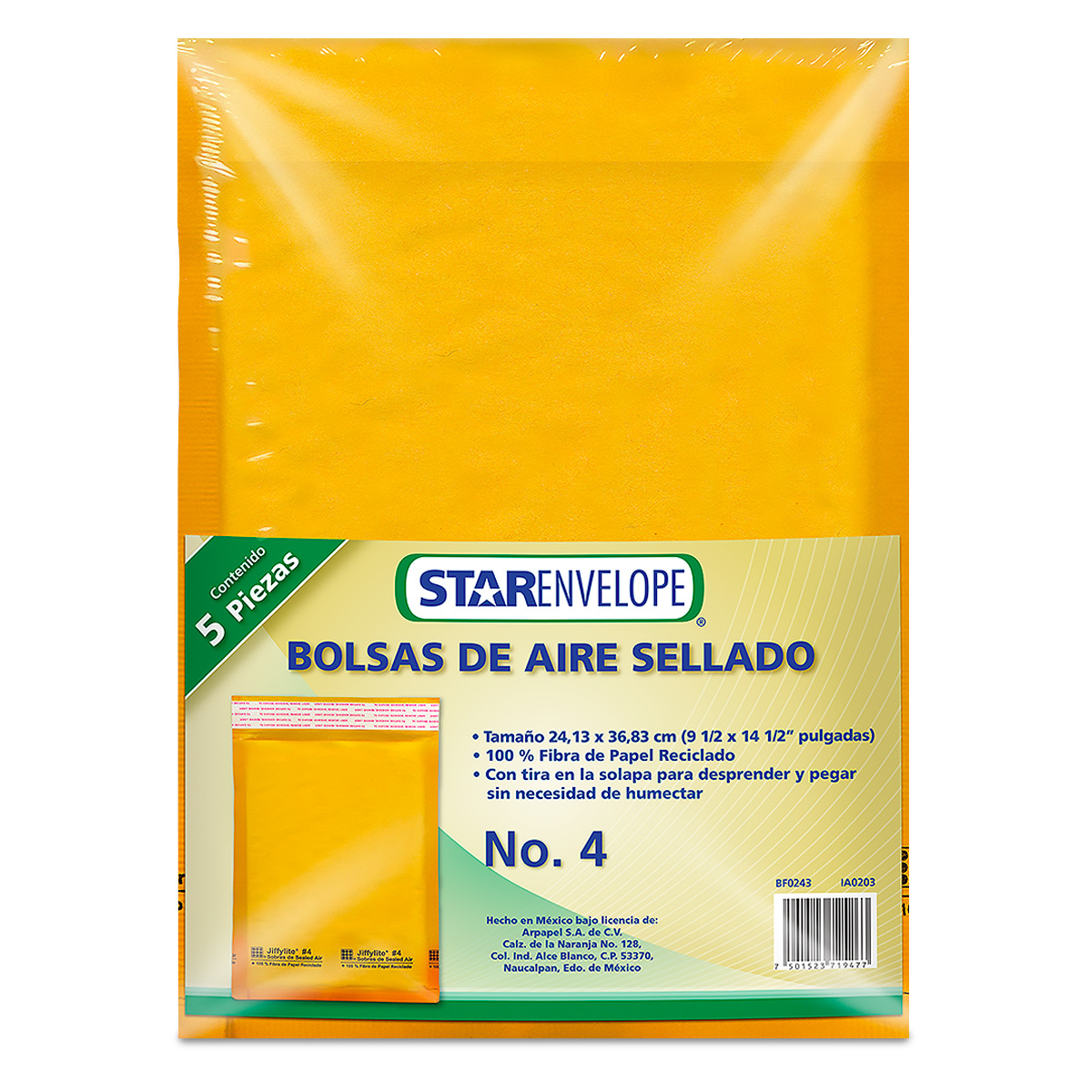 SOBRE MANILA CON BURBUJA CARTA (6X10