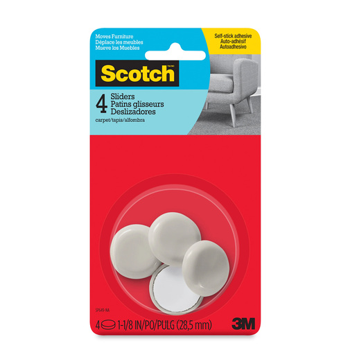 Protectores adhesivos marca Scotch para muebles y superficies. Evitan rayones, golpes y ruidos al cerrar puertas, cajones y bases de objetos. Discretos y duraderos.