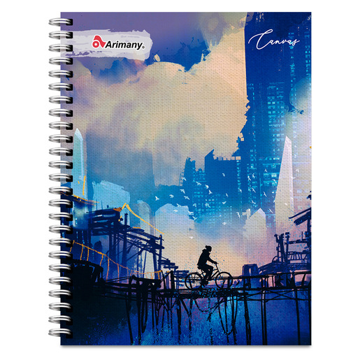 Cuaderno con espiral marca Arimany de hojas de calidad para apuntes, tareas y notas. Espiral metalica resistente que permite girar las paginas 360 . Tipo de rayado: Cuadros.