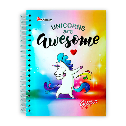CUADERNO ESPIRAL ARIMANY GLITTER MULTIMATERIA 180H (DURA)
