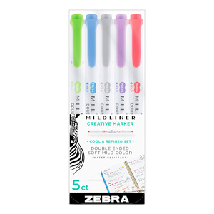 MARCADOR ZEBRA MILDLINER DOBLE PUNTA LETTERING 5U (COLORES FRIOS) MARCADOR ZEBRA MILDLINER DOBLE PUNTA LETTERING 5U (COLORES FRIOS)
