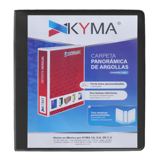 CARPETA KYMA 1.5 P. NEGRA BRILLANTE, ARILLO D, PANORAMICA