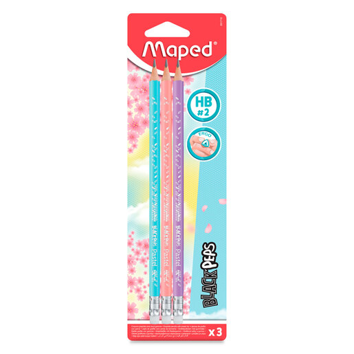 Lapices de grafito marca Maped para escritura y dibujo. Mina resistente con trazo uniforme y oscuro, facil de borrar. Acabado clasico para uso escolar y de oficina.