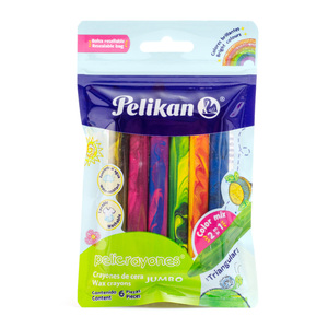 CRAYONES PELIKAN JUMBO TRIANGULARES 6U (COLORES SURTIDOS)