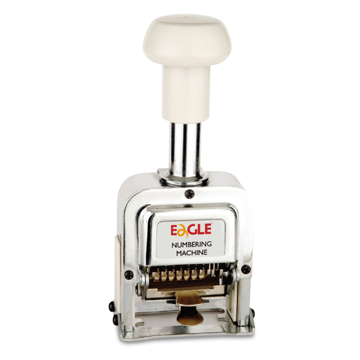 Foliador marca Eagle para numerar documentos, comprobantes y formularios. Mecanismo de avance confiable y marca nitida.