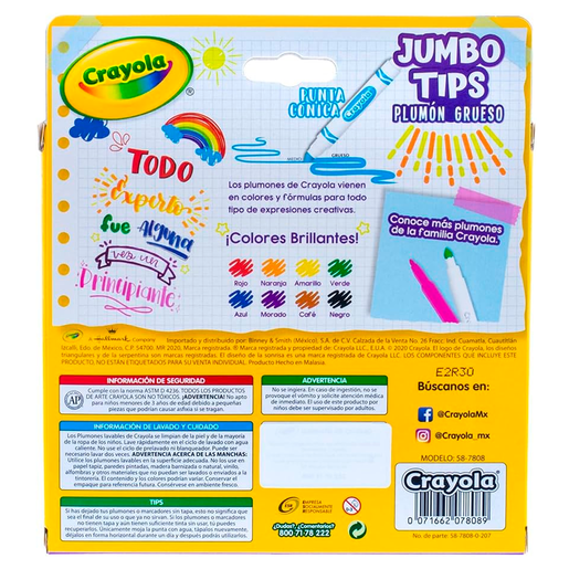 MARCADORES CRAYOLA JUMBO TIPS 8U