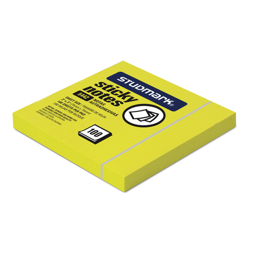 NOTAS ADHESIVAS STUDMARK 3X3P 100H (COLOR NEON AMARILLO)