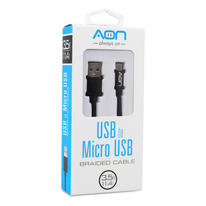 CABLE USB A MICRO 3.5MTS NEGRO, MARCA AON