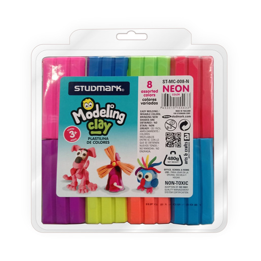Plastilina marca Studmark suave y maleable, fácil de moldear. Colores vivos que se mezclan entre sí. Estimula creatividad y motricidad fina.