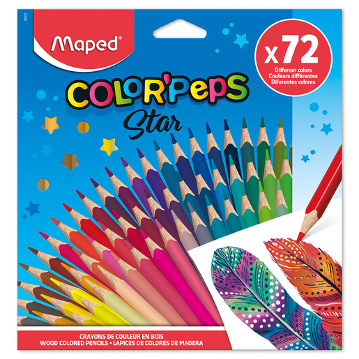 Lápices de colores marca Maped con mina pigmentada y resistente. Trazos suaves, intensos y mezclables, ideales para dibujo, coloreado y proyectos escolares.