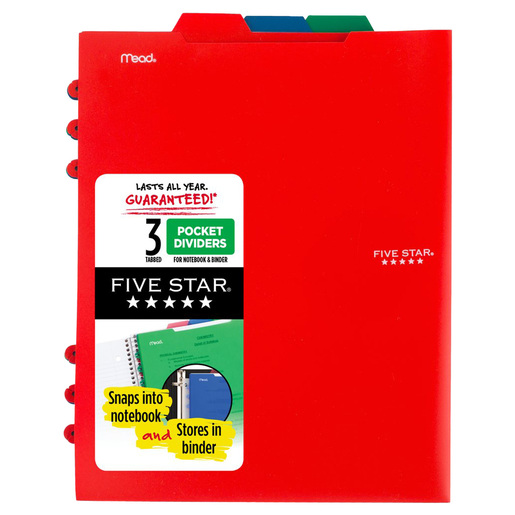 Separadores marca Five Star para organizar tus cuadernos y carpetas por temas. Carton resistente con pestanas visibles para localizar contenidos al instante.