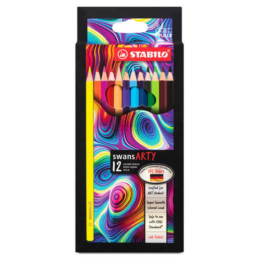 Lápices de colores marca Stabilo con mina pigmentada y resistente. Trazos suaves, intensos y mezclables, ideales para dibujo, coloreado y proyectos escolares.