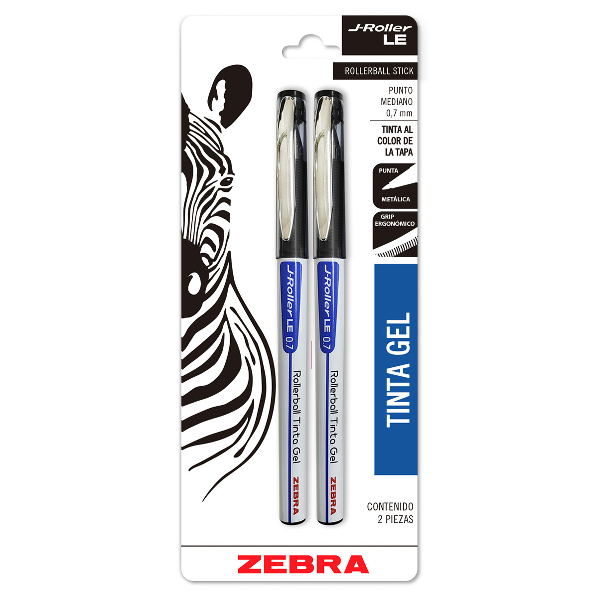 ROLLERBALL ZEBRA J-ROLLER NEGRO 2U (TINTA GEL ,