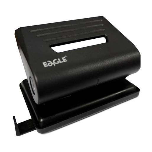 Perforadora Eagle Eterna de 2 orificios, tamaño pequeño, con capacidad de 12 hojas. Construcción metálica resistente y compacta. Incluye guía ajustable y depósito de residuos. Ideal para uso diario en oficina y escuela.