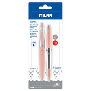 SET MILAN BOLIGRAFO+PORTAMINA CAPSULE SILVER ROSA SET MILAN BOLIGRAFO+PORTAMINA CAPSULE SILVER ROSA