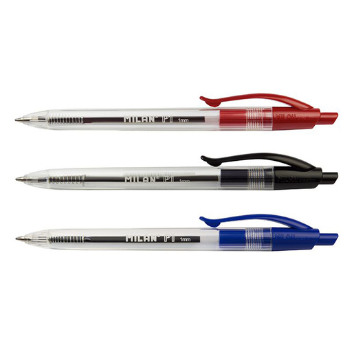 BOLIGRAFO MILAN P1 TRANSPARENTE 3U (COLORES SURTIDOS)